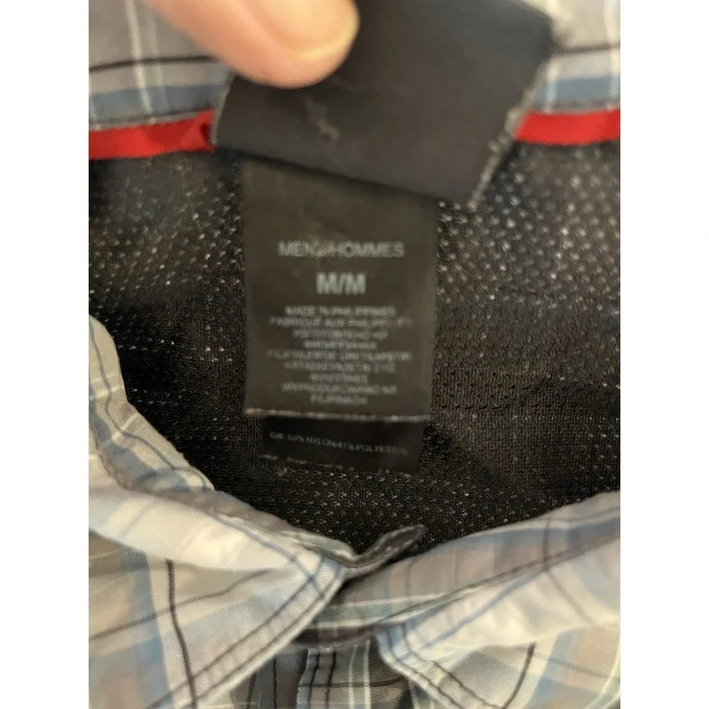 The North Face Plaid Button Down Shirt Mens Medium Grey Blue‎ Hiking